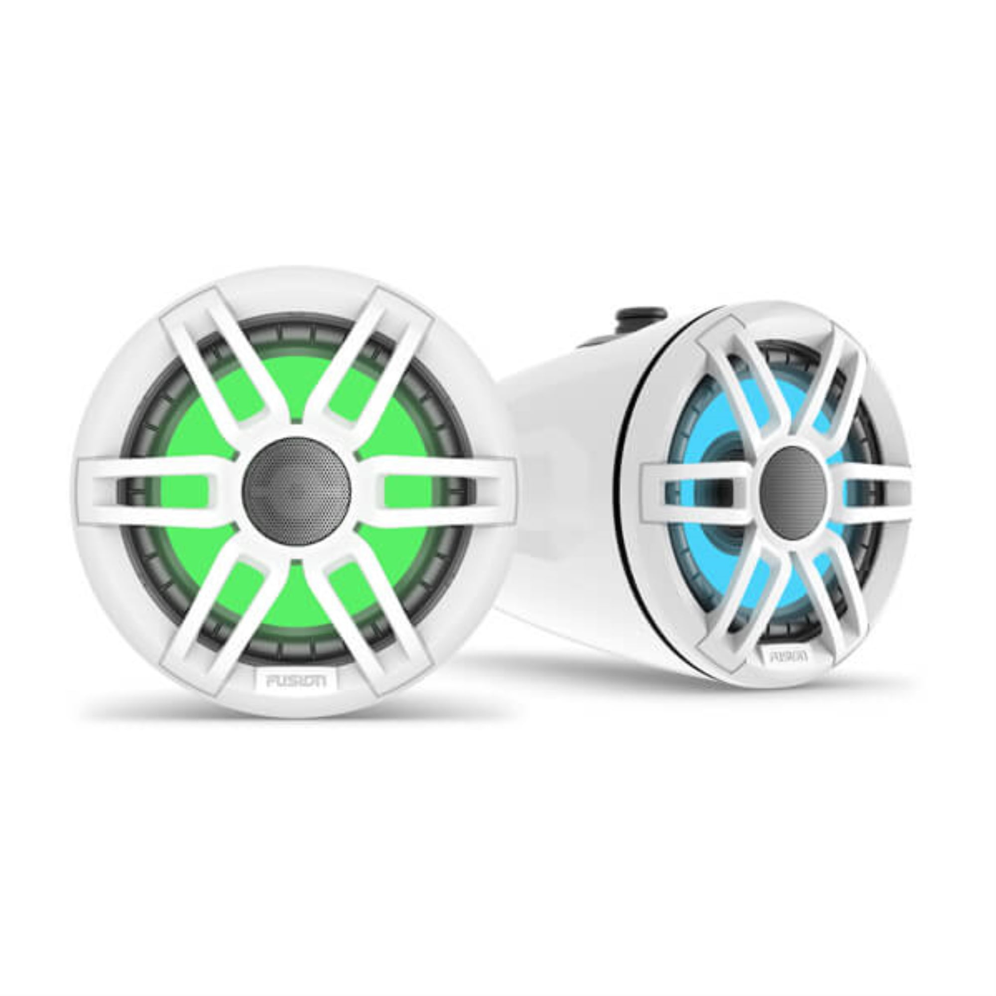 Coaxial 6.5" Marine Wake Tower Speakers with Multicolor RGB LED - White