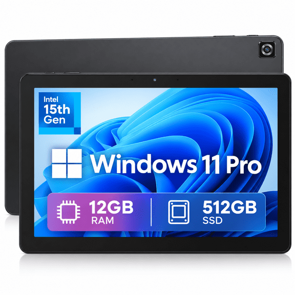 Fusion5 Helios10 10.1" Windows 11 Pro Tablet PC, Intel 15th Gen, 12GB DDR5 RAM, 512GB SSD, FHD+ Display, Metallic