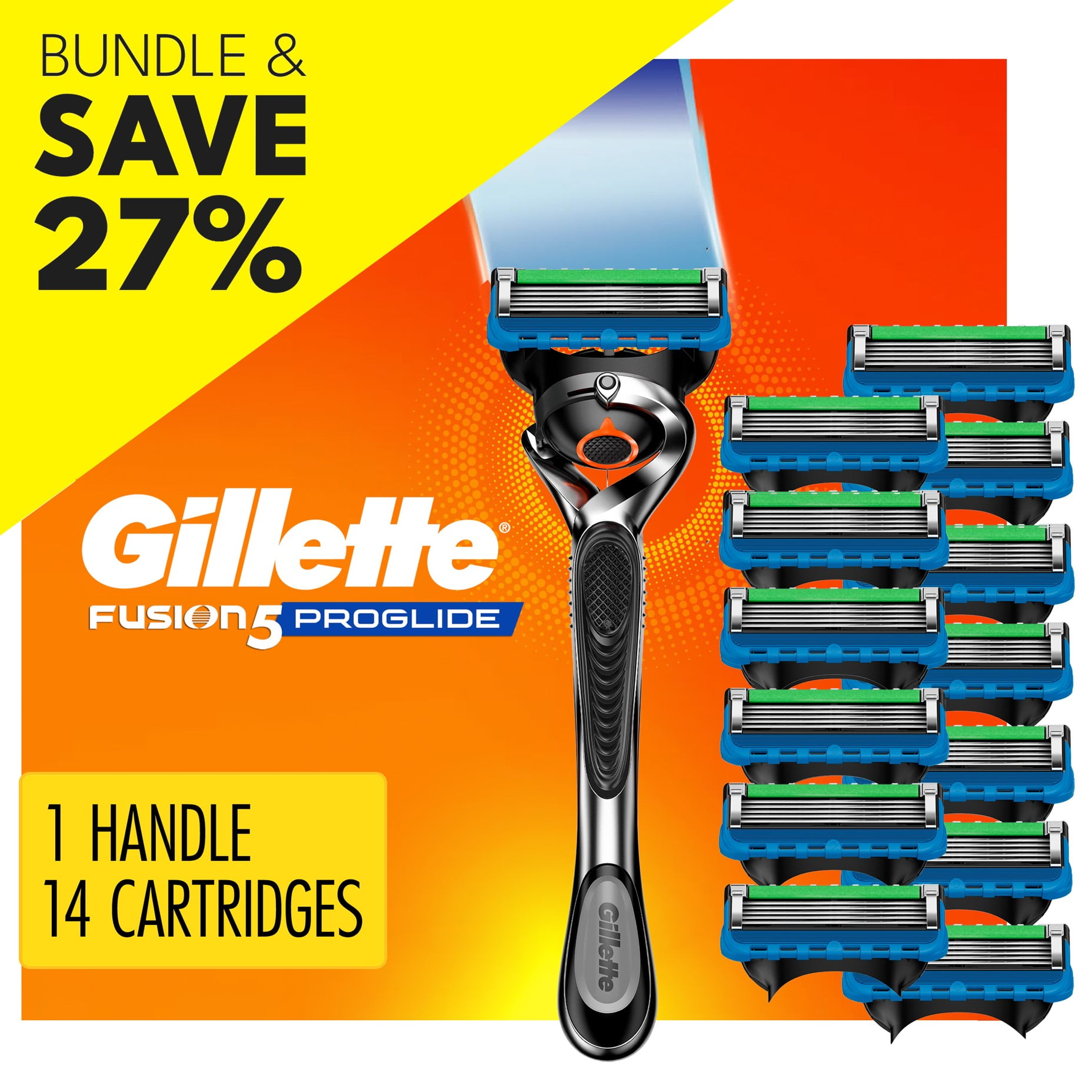 Gillette ProGlide Manual Razor Bundle with 14 Blade Cartridge Refills (Walmart Exclusive)