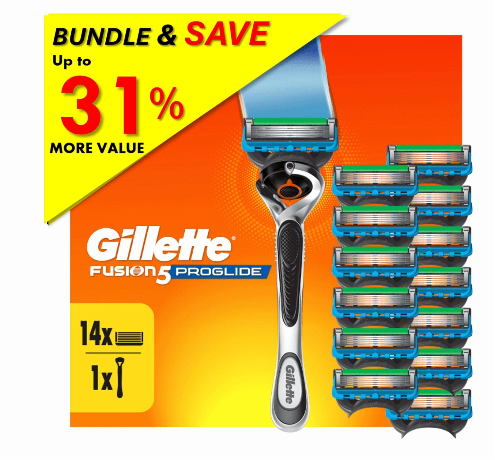 Gillette ProGlide Razor Bundle with 14 Blade Cartridge Refill
