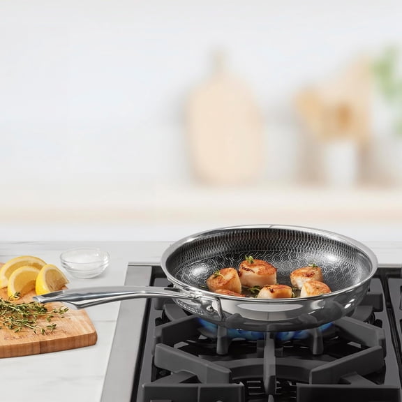 FusionElite+ Hybrid Nonstick Tri-Ply Stainless Steel Skillet, 8 Inch Frying Pan with Ceramic Technology