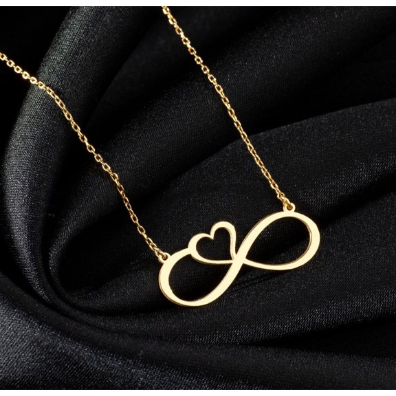 FusionJevel 925 Sterling Silver Handmade 18k Heart Infinity Necklace, Heart and Infinity, Infinity Necklace with Hearts Necklace, Hearts Infinity Necklace, Eternal Necklace,Gift for Her