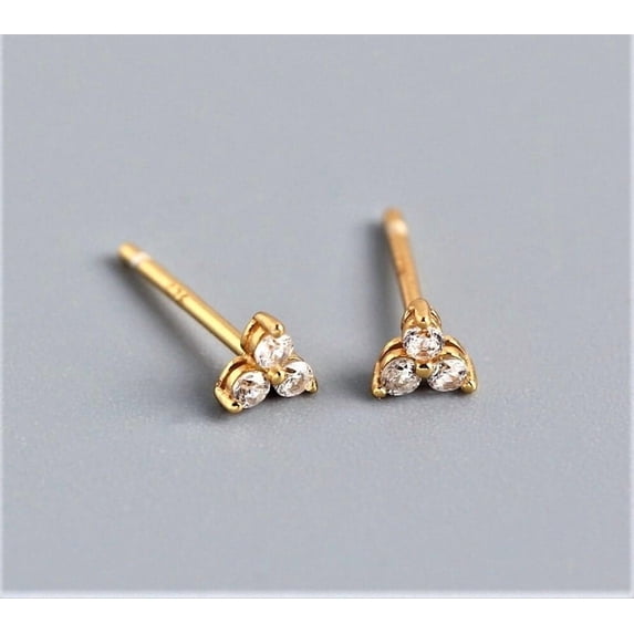 FusionJevel 925 Sterling Silver Tiny sparkly marquise cz studs - Dainty 18K gold Plated marquise studs - Sterling silver studs - Tiny diamond studs - Second hole earring - Third hole