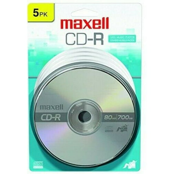 FusionTechMaxell 648220 80 Min 700MB 48X CD-R Recordable Disks Jewel Case, 5 Pack