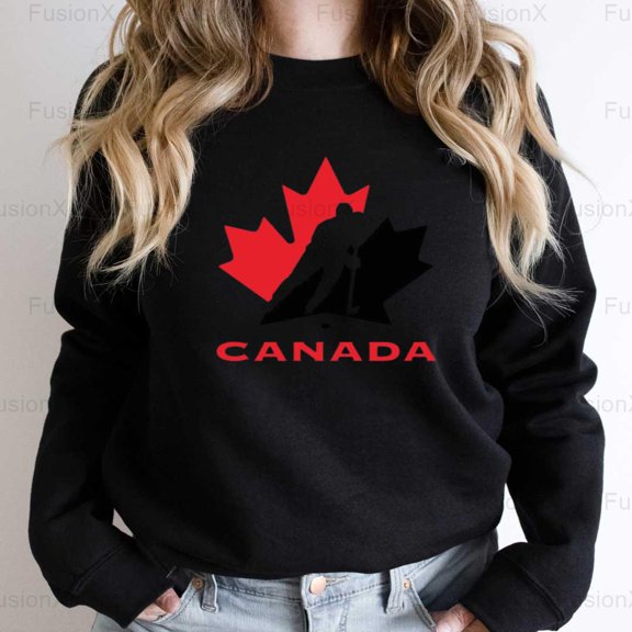 FusionX72 Hockey Canada National Team Fan Apparel, Maple Leaf Pride Supporter Graphic Gear SweatShirt, for Unisex, up to size 5XL.