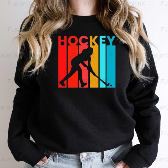 FusionX72 Hockey Girl Player Graphic Design, Female Athlete Spirit, Game Day Ready Style SweatShirt, for Unisex, up to size 5XL.