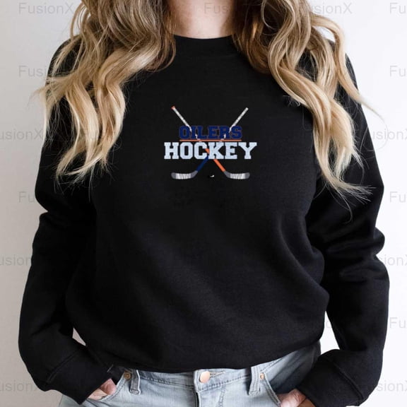 FusionX72 Hockey Oilers Team Tee Graphic Sport Fan Hockey Design League Pride Oilers SweatShirt, for Unisex, up to size 5XL.