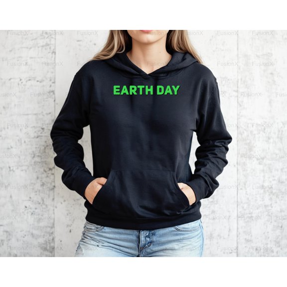 FusionX77 Earth Day Yellow Theme Color Environmental Awareness Planet Lover Bright Simple Hoodie, for Unisex, up to size 5XL.