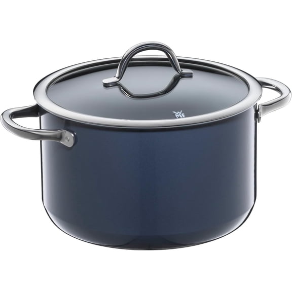 Fusiontec Inspire Large Cooking Pot 24 cm Glass Lid Induction Casserole Pot 6.4 L High-Tech Ceramic Scratch-Resistant Uncoated Dark Blue Made in Germany, Vbcnnfg-289, 516835290