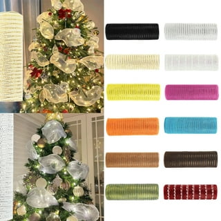 Christmas Tulle Ribbon Holly Printed 9 Metres Bulky Roll 15 Cm