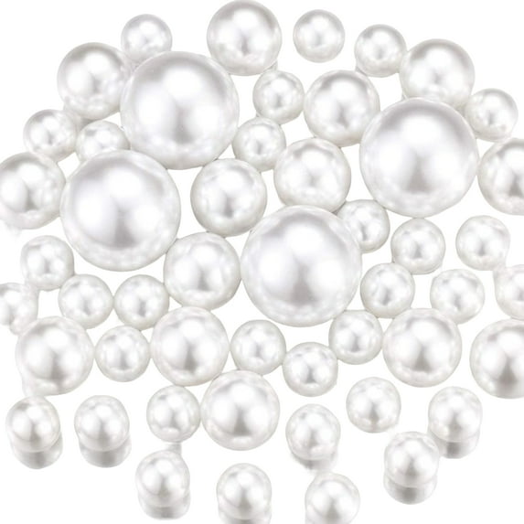Fusipu 150Pcs Floating Beads No Hole Floating Highlight Eye-catching Round Beads Vase Filler Faux Pearl Home Supply