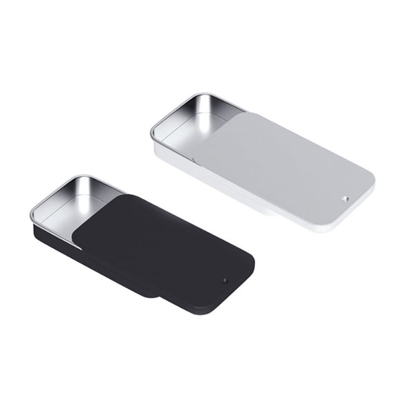 Fusipu 2Pcs Storage Tin Boxes Compact Size Good Seal Effect Rust-proof Lightweight Smooth Edge Burr Free Storage Organizer Small Metal Empty Tins with Push Lid Home Supplies