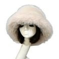 thumbnail image 1 of Fusipu Bucket Hat Oversized Fluffy Wide Brim Soft Thickened Ear Protection Faux Fur Winter Thermal Women Fisherman Cap for Daily Life, 1 of 8