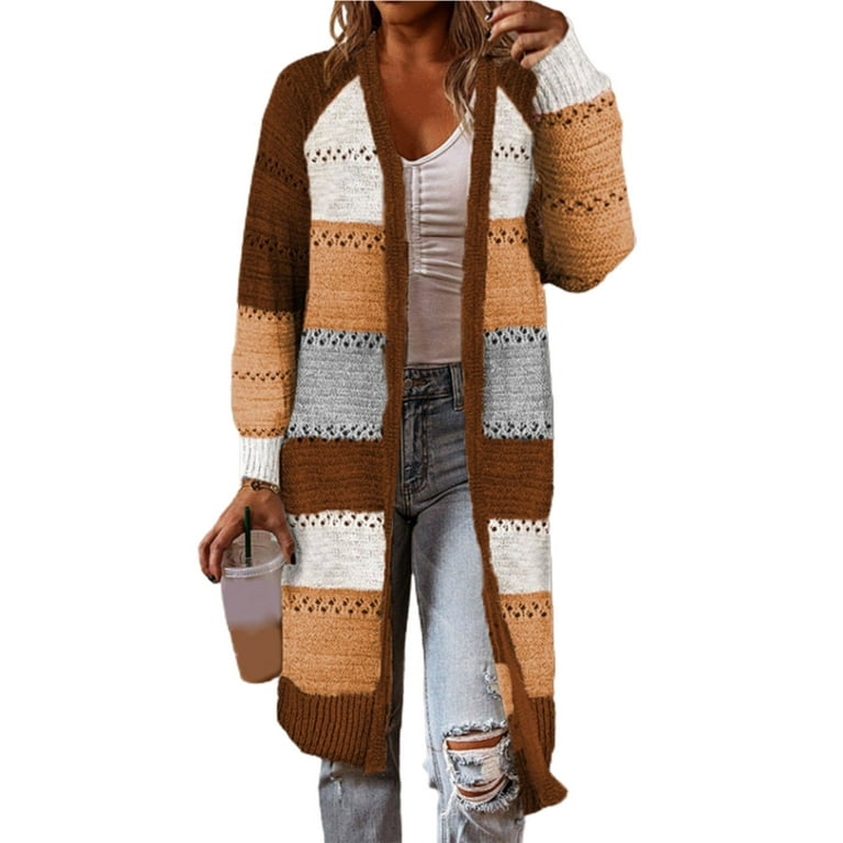 Street Striped Patchwork Cardigans Street Striped Patchwork Cardigans
