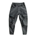 thumbnail image 1 of Fusipu Elastic Waist Button Fly Ankle-Length Man Pants Multi Pockets Mid-Rise Men Cargo Pants for Mountain Climbing, 1 of 8