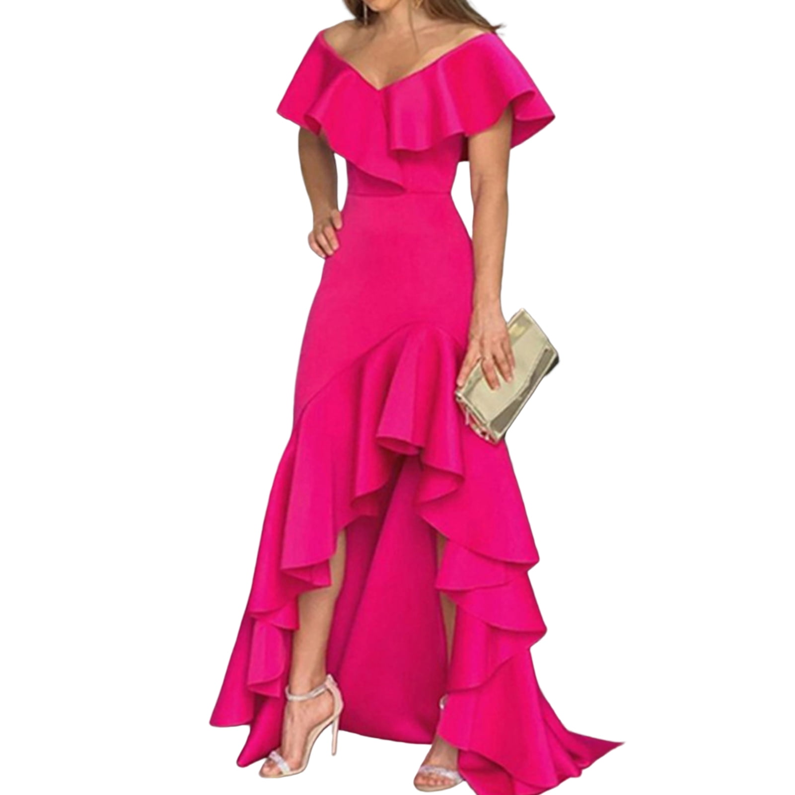 Ruched Waist Maxi Dress with Stand Collar - Understated Elegance