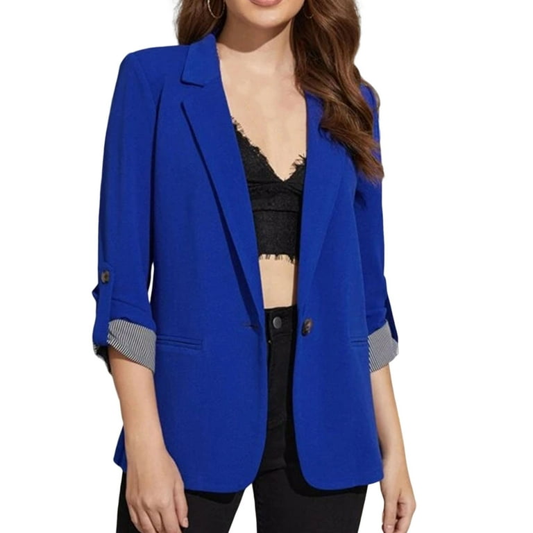 Womens blazer top rolled up sleeves
