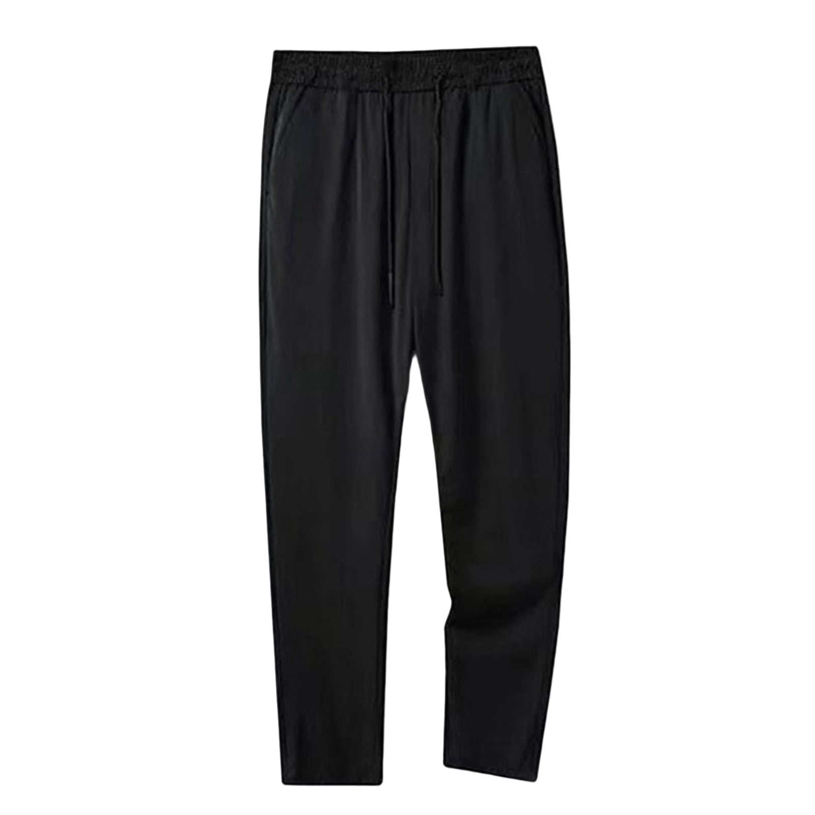 Fusipu Men Pants Solid Color Elastic Waist Loose Stretchy