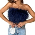 thumbnail image 1 of Fusipu Party Crop Top Sexy Fluffy Skin-touch Sleeveless Off Shoulder Lady Camisole Night Party Clothes, 1 of 8
