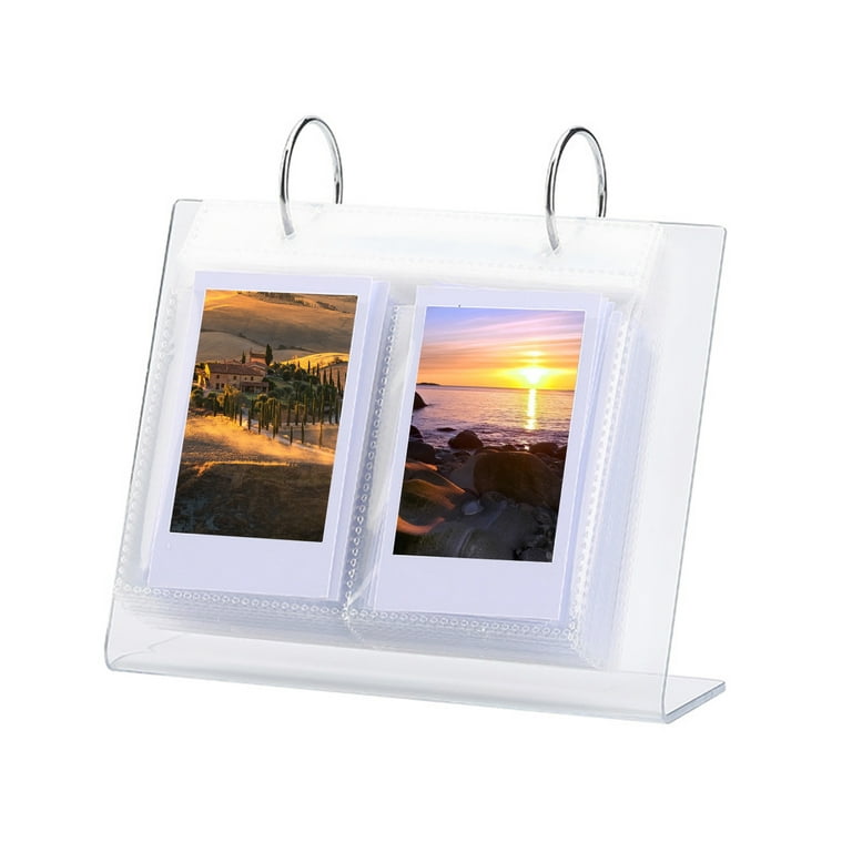 Fusipu Photo Stand 3-6 Inches Desktop Small Photo Album Acrylic Flip-up  Mini Photo Book Photo Display Rack 34/68 Pockets Picture Display Stand  Photo