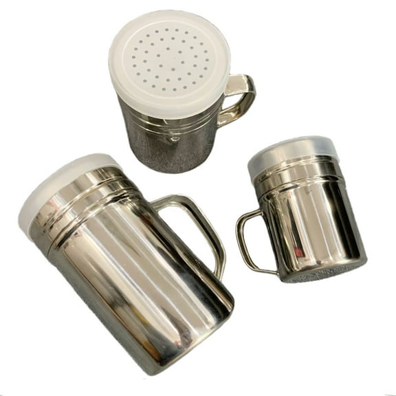 Fusipu Seasonings Spice Shakers with Lid Handle Stainless Steel Salt Pepper Dredge Shakers