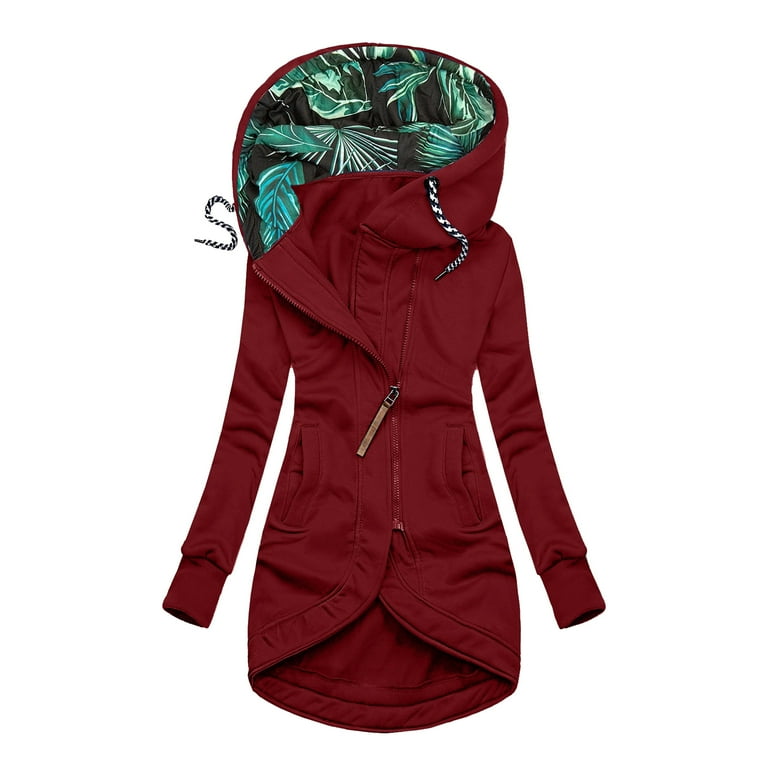 Leaf Print Hooded Long Sleeve Jacket Leaf Print Hooded Long Sleeve Jacket