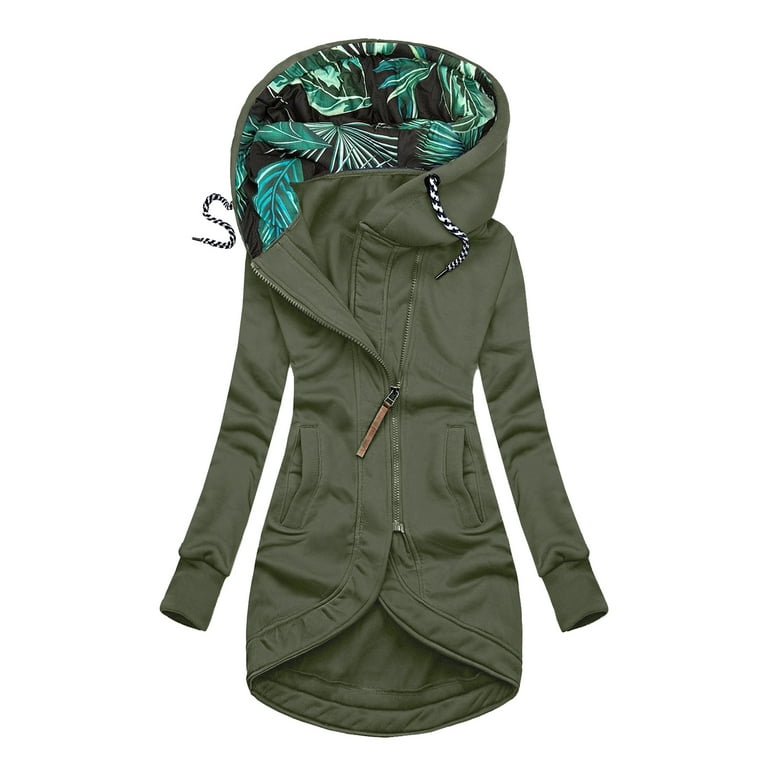 Leaf Print Hooded Long Sleeve Jacket Leaf Print Hooded Long Sleeve Jacket