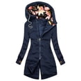 thumbnail image 1 of Fusipu Women Hooded Coat Floral Print Patchwork Autumn Winter Drawstring Zipper Irregular Bottom Sweatshirt for Daily Wear, 1 of 8