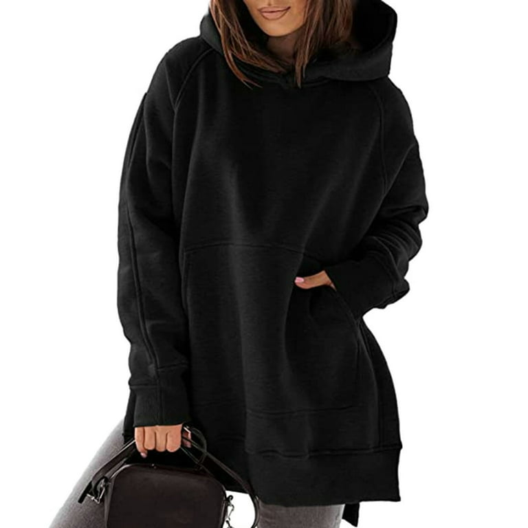 Split Pure Color Long Hoodies Split Pure Color Long Hoodies