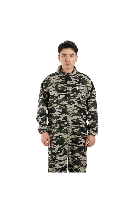 Work Jumpsuit Waterproof Breathable Sweat-absorbing Elastic Cuff Multiple-Pockets Anti-static Polyester Solid Long Sleeve Men Coveralls Work Uniform for Male