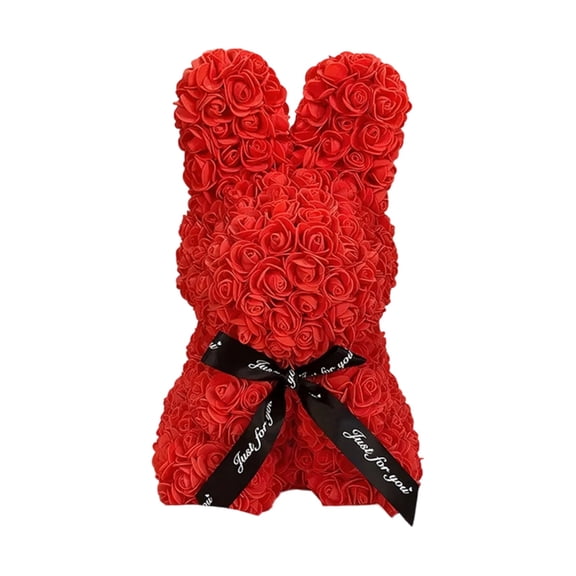 Fust For You Red Eternal Rose Rabbit Gift - Paired With Pe Foam Flowers, Featuring Eternal Floral Elements - For Wife, Girlfriend, Female Friend, As Birthday And Valentine's Day