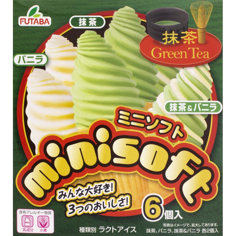 Futaba Ice Cream Matcha Mini Soft, 6 count, Contains Coconut, Milk