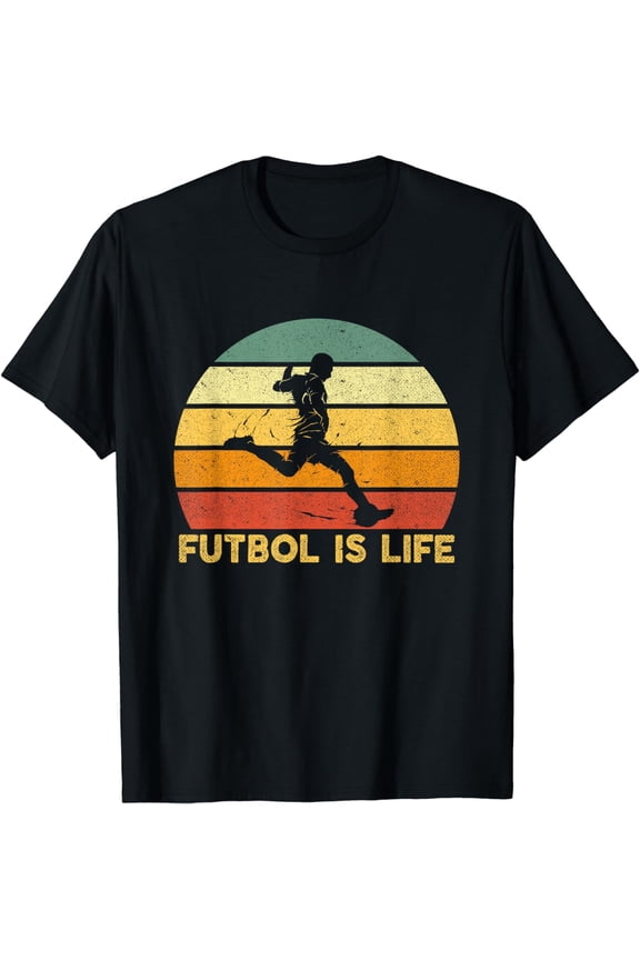 Futbol Is Life Retro Vintage Tshirt Soccer Player Costume T-Shirt