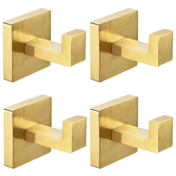 Futeen 4 Pack Gold Color Stainless Steel Bathroom Towel Hooks with Easy Installation