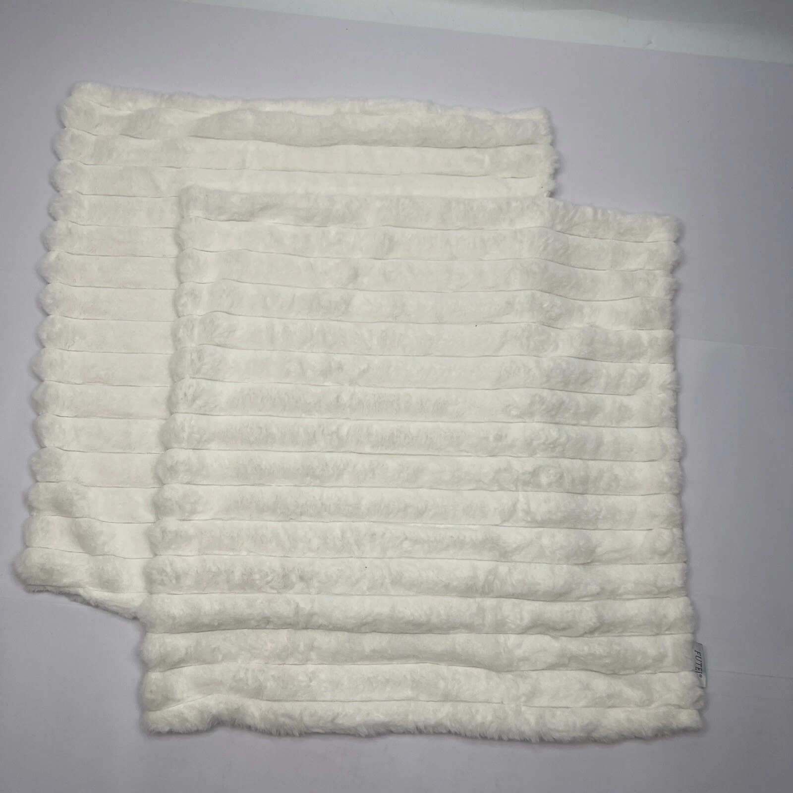 Futei Cream White Striped Decorative Throw Pillow Covers 20" X 20" In Set Of 2