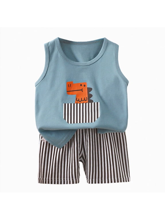 2Pcs Baby Boy Summer Clothes Infant Toddler Beach Outfits 3 6 12 18 24 Months 2T 3T Sleeveless Tank Tops Shorts Set