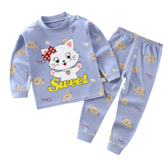 Futezty Baby Boys Girls 2Pcs Cartoon Long Sleeve Tops Sleepwear Outfit Set