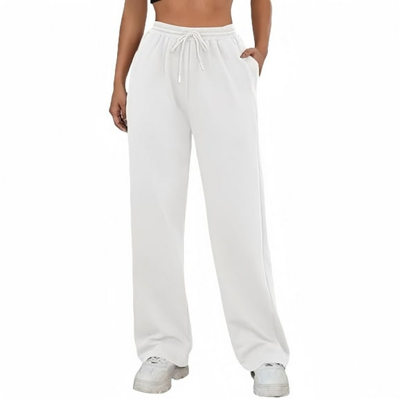 Futezty Baggy Wide Leg Pants for Womens Casual Elastic Waisted Palazzo Pants with Pockets