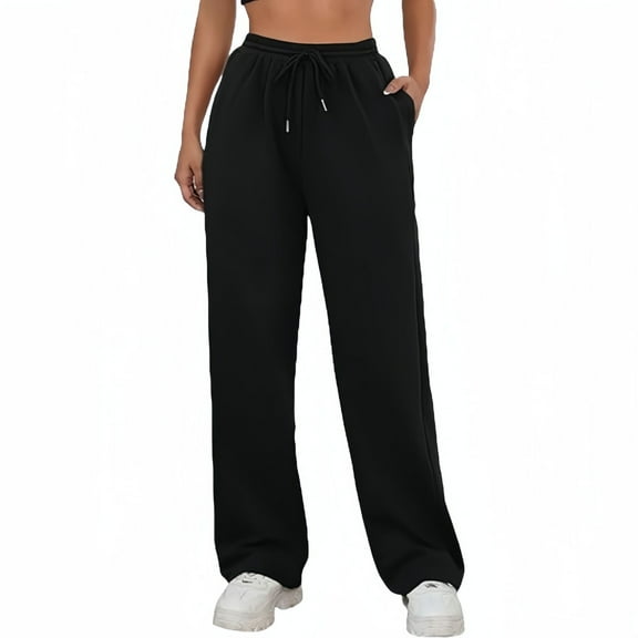 Futezty Baggy Wide Leg Pants for Womens Casual Elastic Waisted Palazzo Pants with Pockets