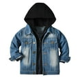 thumbnail image 1 of Futezty Boys Denim Jacket Little Big Kids Simple Design Hooded Jean Coat, 1 of 5
