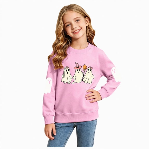 Futezty Boys Girls Halloween Shirts Kids Ghost Graphic Tees Raglan Long Sleeve T-Shirt 2T-7T