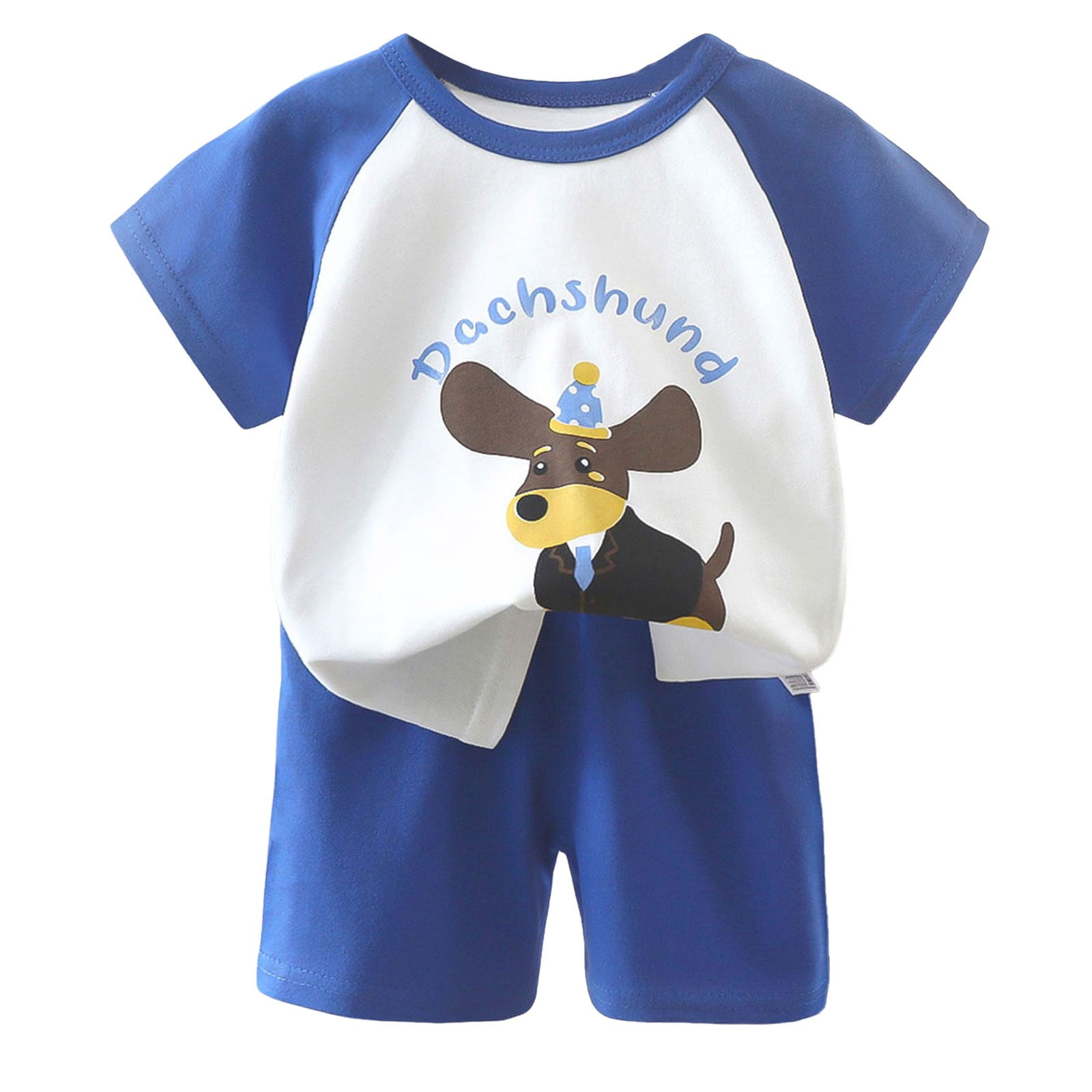 Boys Summer Cotton T-Shirt & Shorts Set – Mint Green Cartoon Print Outfit main image 1