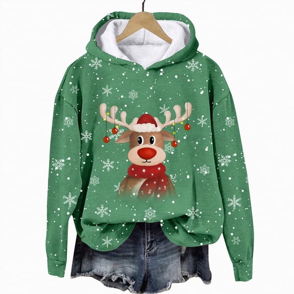 Futezty Christmas Sweaters for Women 2024 Fleece Winter Warm Hoodie Long Sleeve Crewneck Pullover Sweatshirts