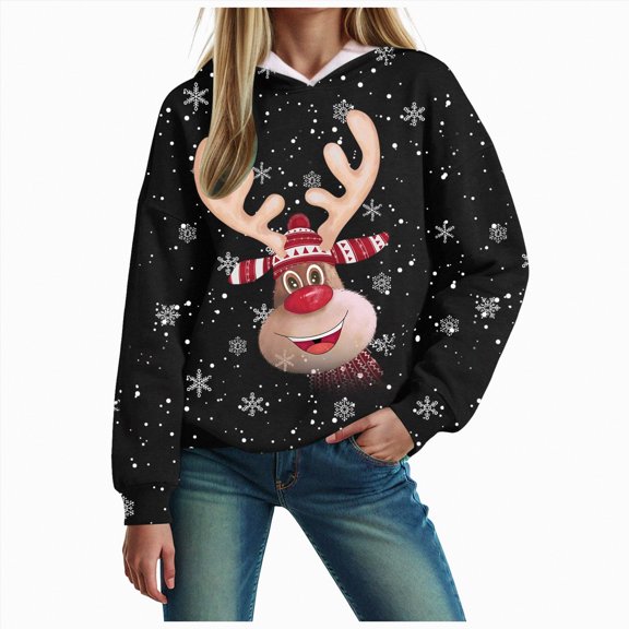 Futezty Christmas Sweatshirts for Women Novelty Funny Santa Xmas Tree Graphic Pullover Tops Loose Casual Fleece Shirts
