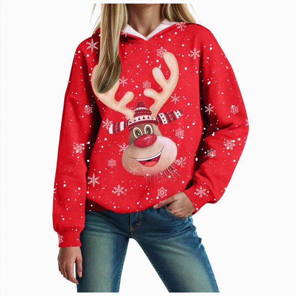 Futezty Christmas Sweatshirts for Women Novelty Funny Santa Xmas Tree Graphic Pullover Tops Loose Casual Fleece Shirts