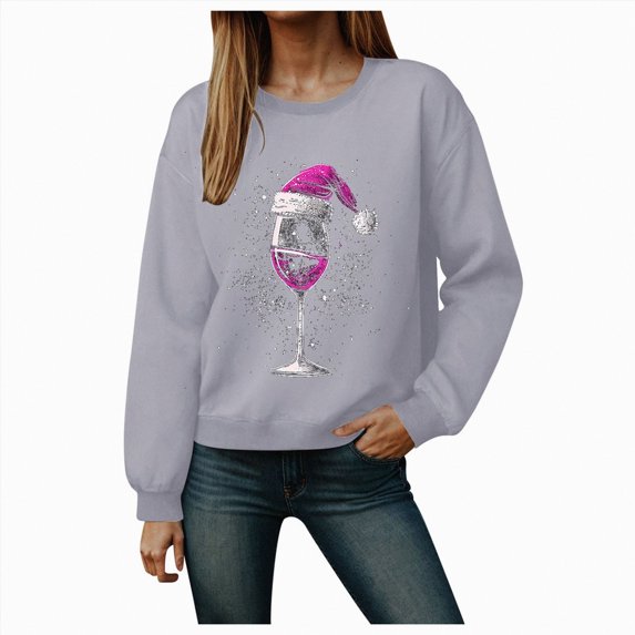 Futezty Crewneck Hoodies for Women Christmas Graphic Printed Loose Sweatshirts Oversized Casual Comfy Clothes Cute Tops