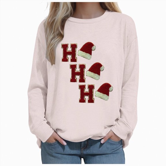 Futezty Cute Christmas Sweatshirt for Women Oversized Sequin Graphic Shirt Xmas Holiday Pullover Top