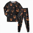 thumbnail image 1 of Futezty Girls Boys Halloween Pajamas Pumpkin Print Pjs Kids Ghost Sleepwear Clothes Sets Cute Graphic Holiday Sleepwear 2T-9T, 1 of 7