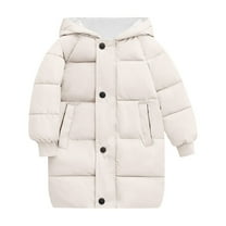 Futezty Girls Puffer Jacket Padded Solid Color Down Jacket Long Sleeve Hooded Heavy Coat