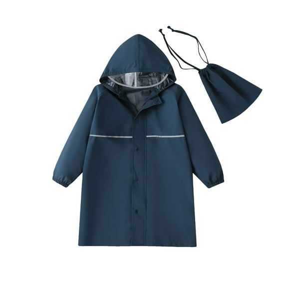 Futezty Girls Raincoat Solid Color Jacket with Hood Rainwear Slicker Reusable Lightweight